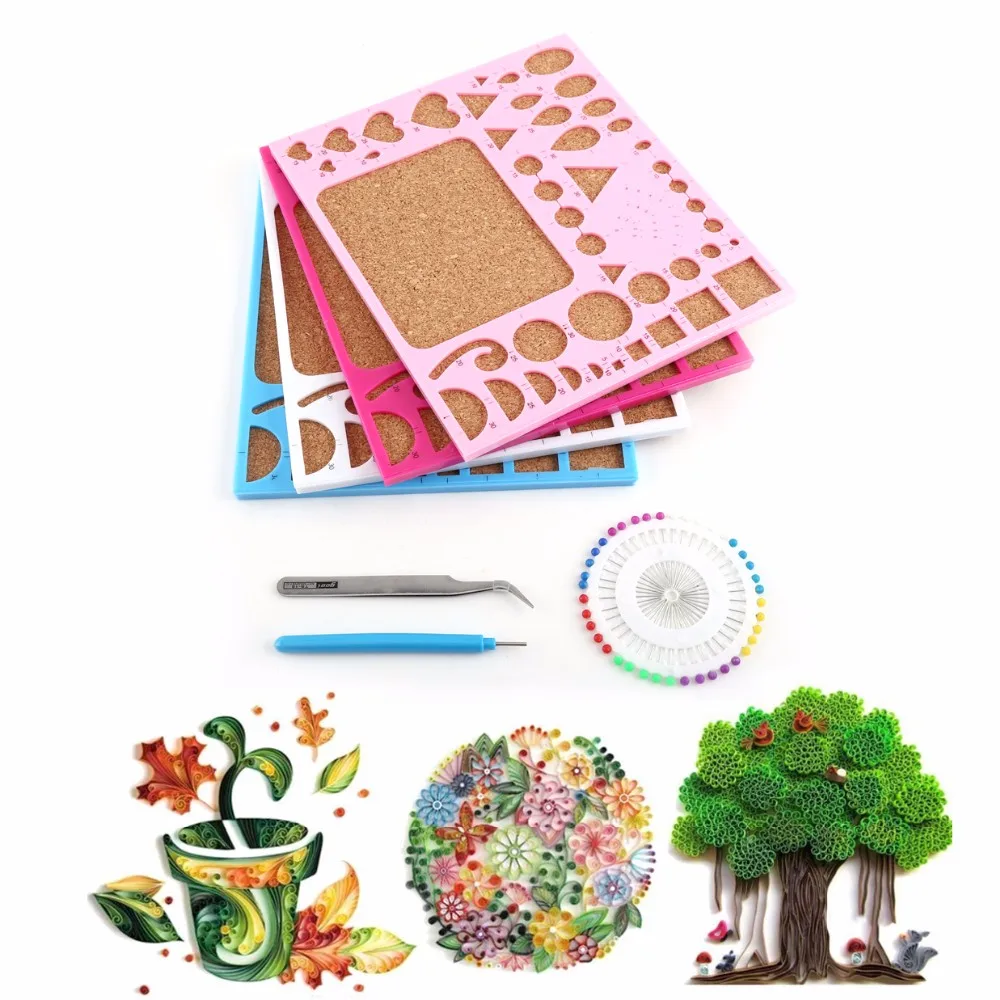 Covermason DIY Paper-Quilling Set Tools Template Mould Board Tweezer Pins Slotted Filigree/Mosaic Kit Art Craft A