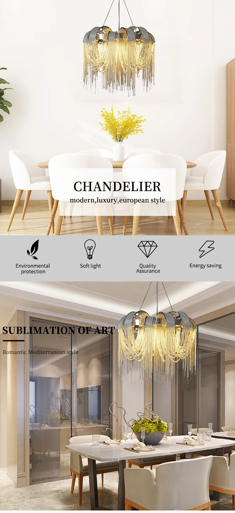 Modern LED aluminium pendant lamp chandelier lights