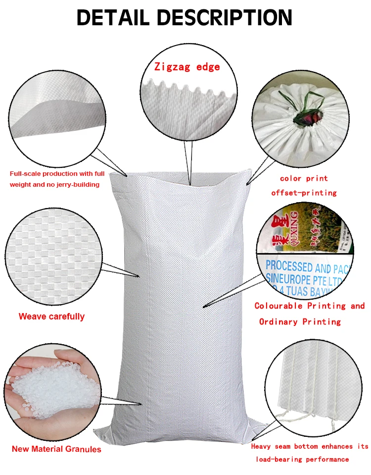 polypropylene woven bag Vietnam PP woven bag sack for rice flour food wheat 5KG 10KG 15KG 25KG 50KG 100KG
