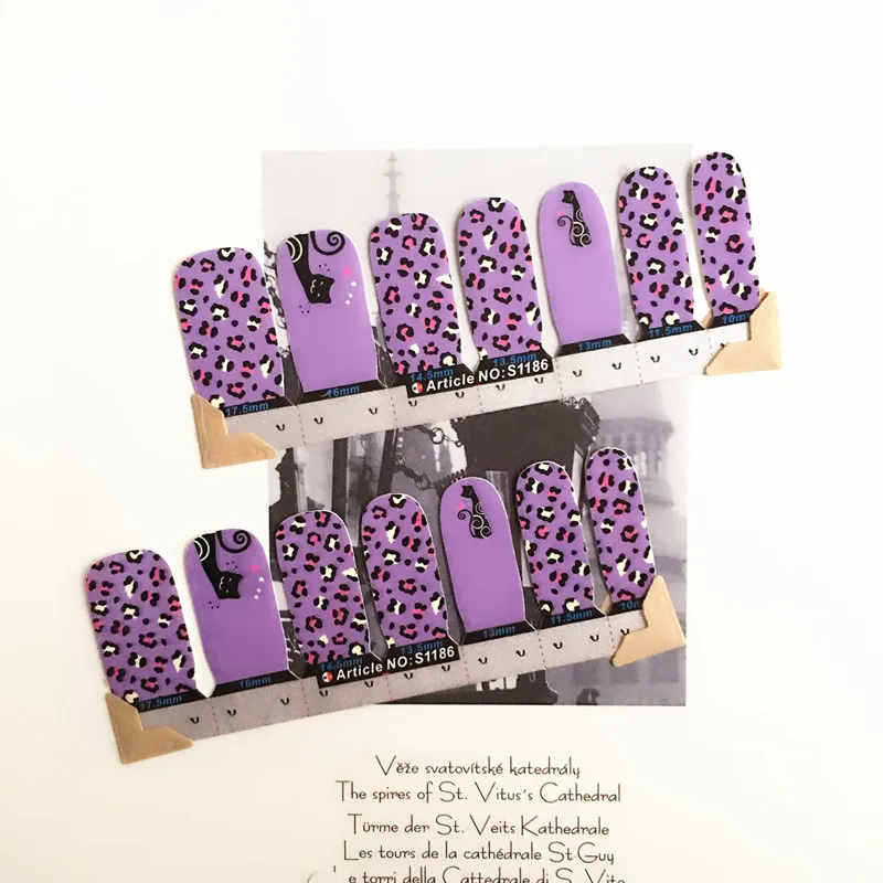Purple Dot Nail Arts Sticker 14 pcs set Waterproof Nail Decal Art Sticker Gel Polish Manicure