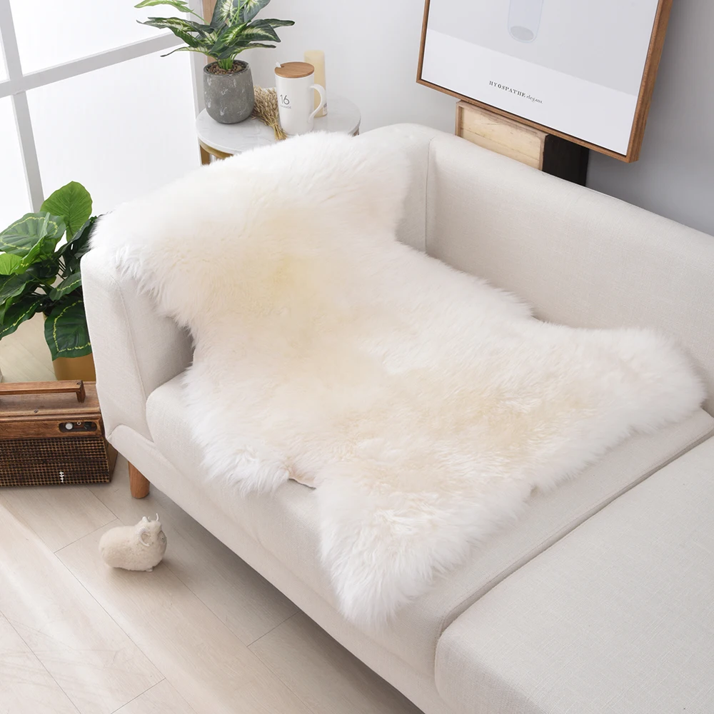 白色真正染色天然毛皮毛茸茸的羊皮毛皮地毯地毯家居装饰