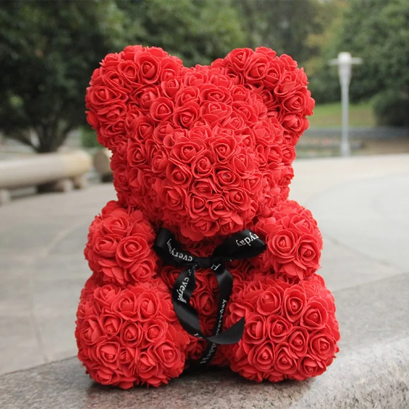 40cm Rosenbär Teddybär für immer künstliche Rose Valentine mit Geschenkbox