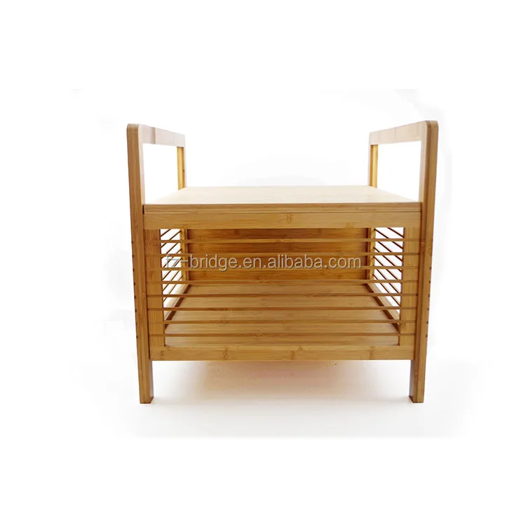 Bamboo Wood Shoe Store Foot Stool Bench Footstool Ottoman