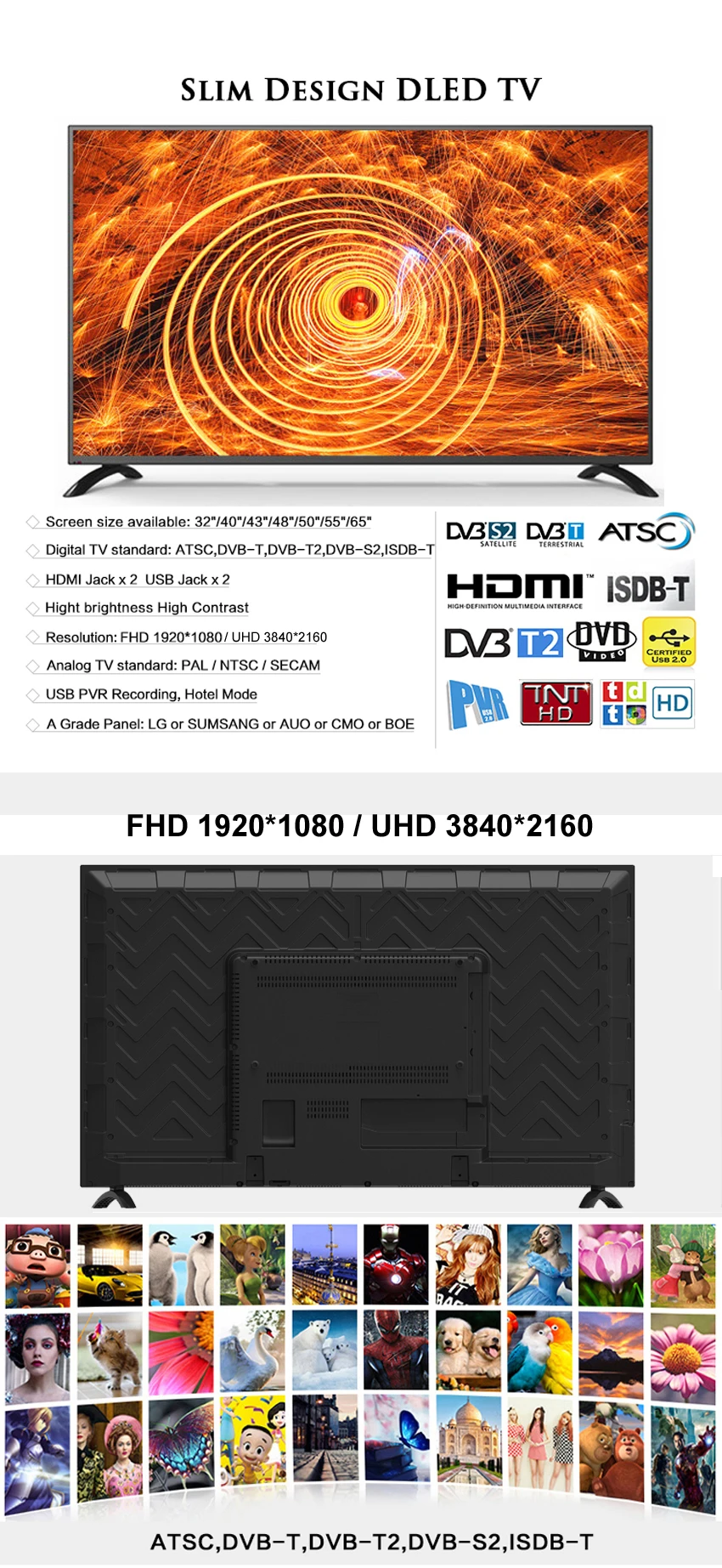 High Resolution 40 39 32 Inch A Grade Led Tv Display Panel,Smart