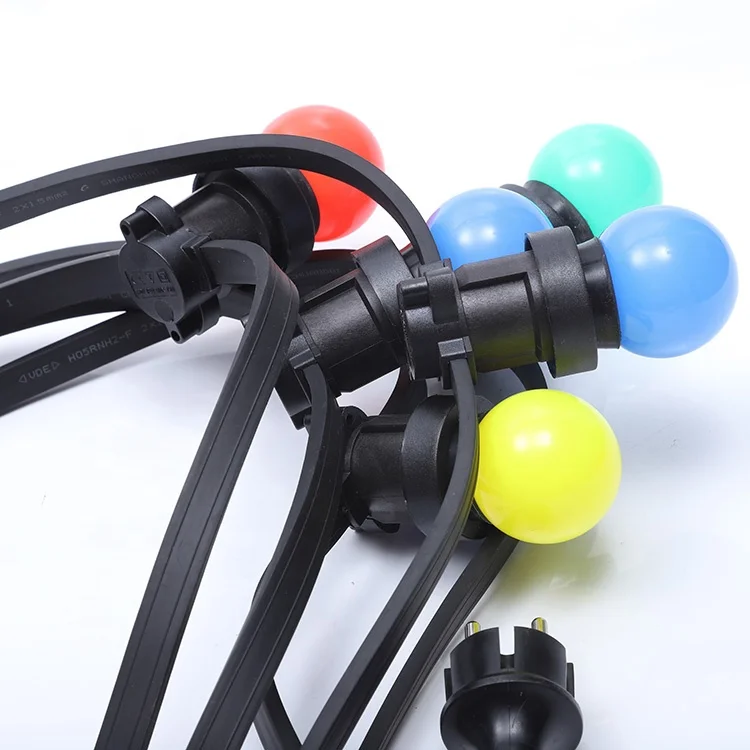 CE/Rohs Commercial use 2*1.5mm rubber black cable waterproof IP65 garland white e27 led belt outdoor festoon lighting 100m