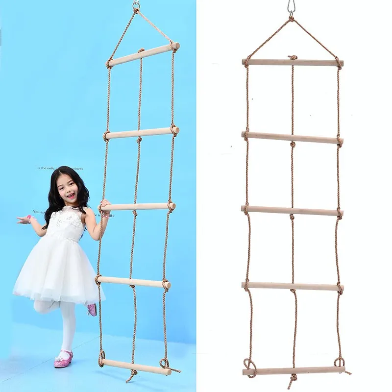 5 Steps Pe Rope Ladder Wooden Climbing Net Swing Ladder For Kids Buy