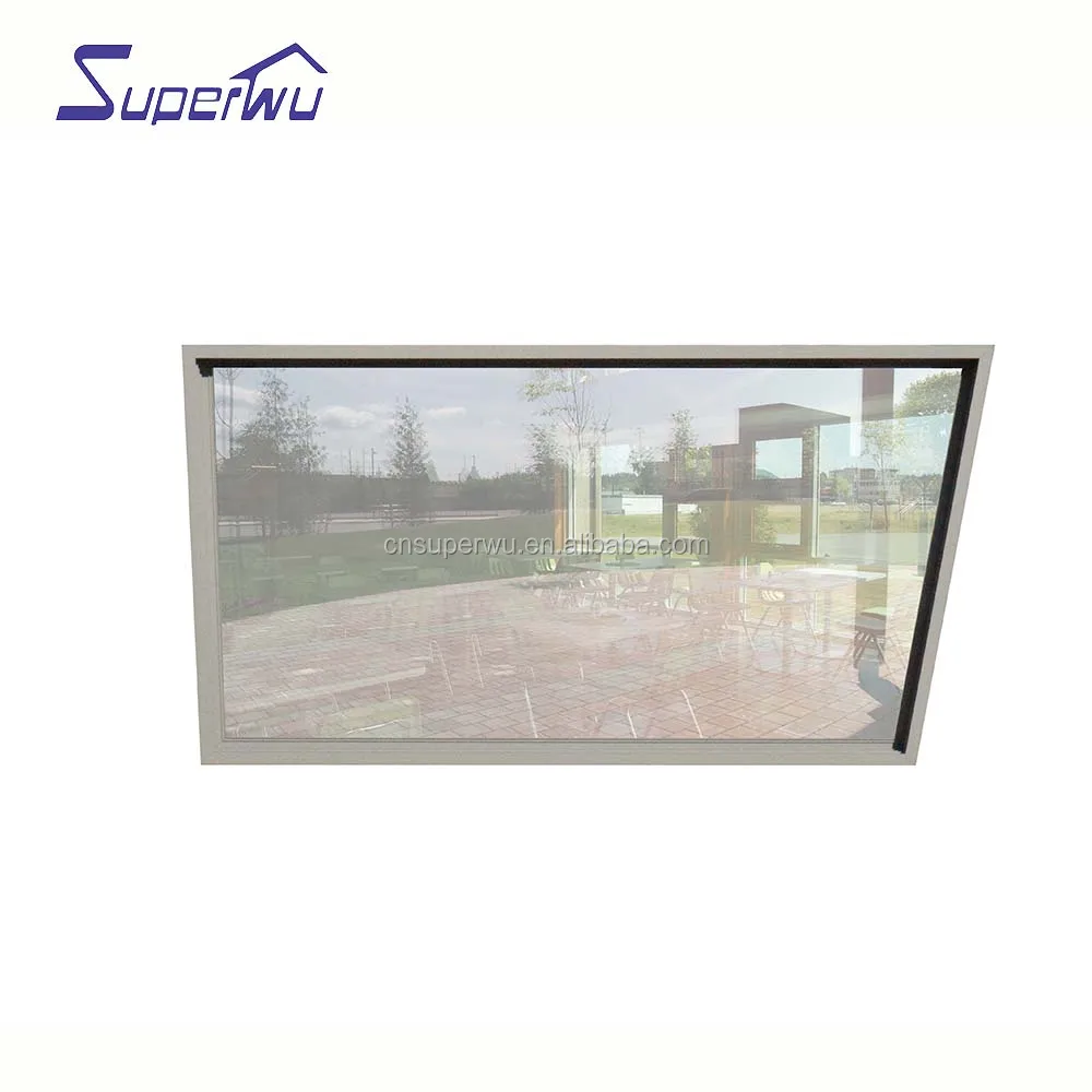 Latest trapezoidal design thermal break double glazed aluminum fix glass window best sale