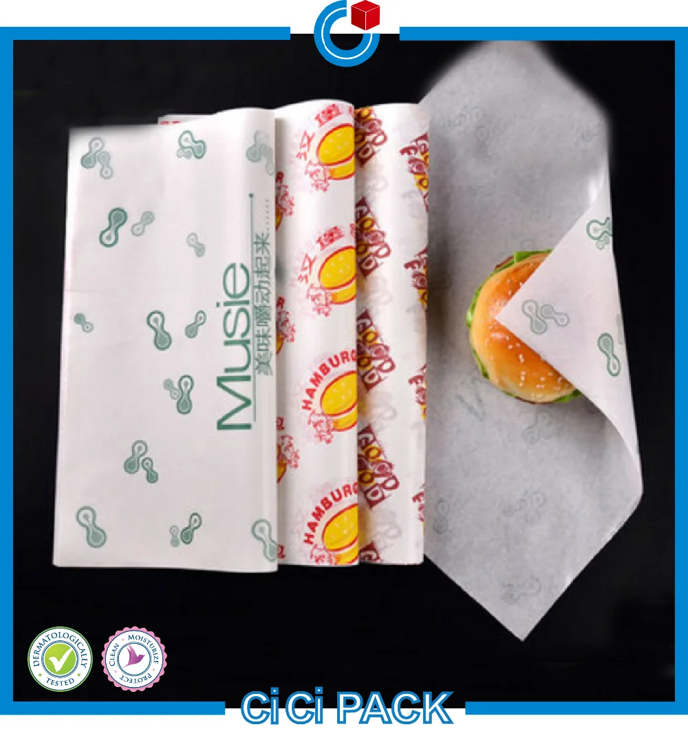 Custom Printed Burger Food Greaseproof Wrapping Paper,Offset Printing