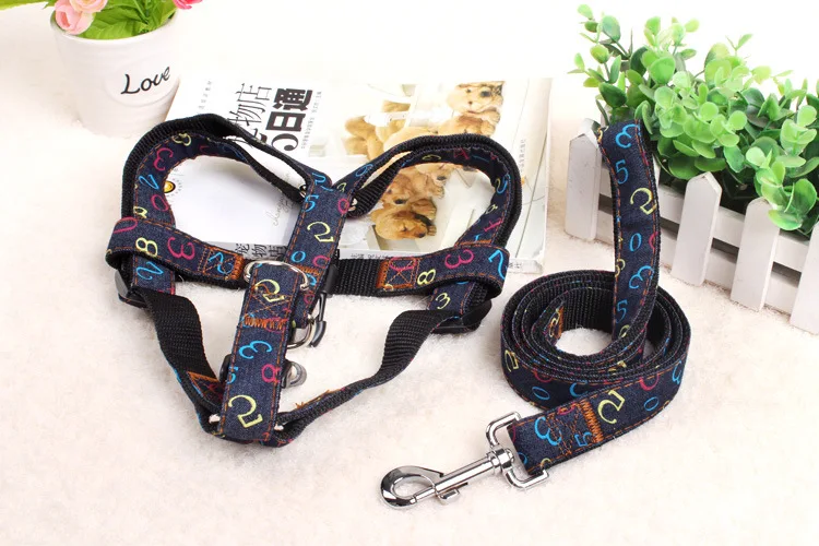 The best buy amzaon hot sell jean dog leash collar harness threepiece