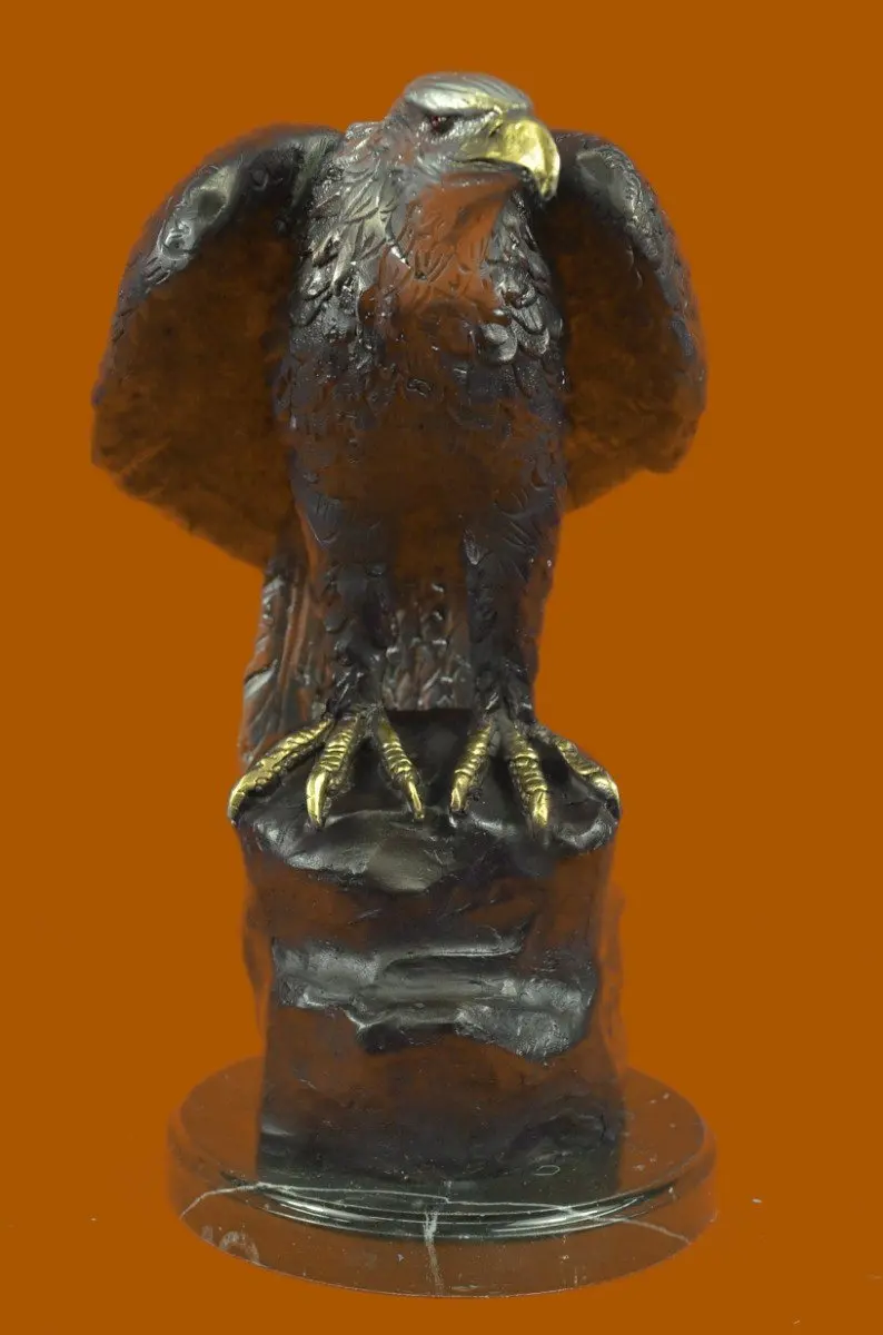 ...Handmade...European Bronze Sculpture Large Falcon American Eagle By Moigniez Marble Base (56600-UK) Bronze Sculpture Statues Figurine Nude Office & Home Décor Collectibles Sale Deal Gifts