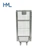 Customized sizes 4 sided galvanize warehouse steel storage full security wire mesh roll cage with wheels