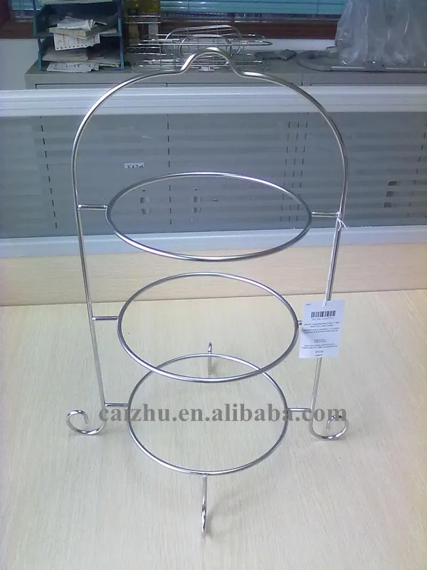 3 Tier Stainless Steel Dinner Plate Racks Dessert Cake 3 Tier Stainless Steel Dinner Plate Racks Dessert Cake