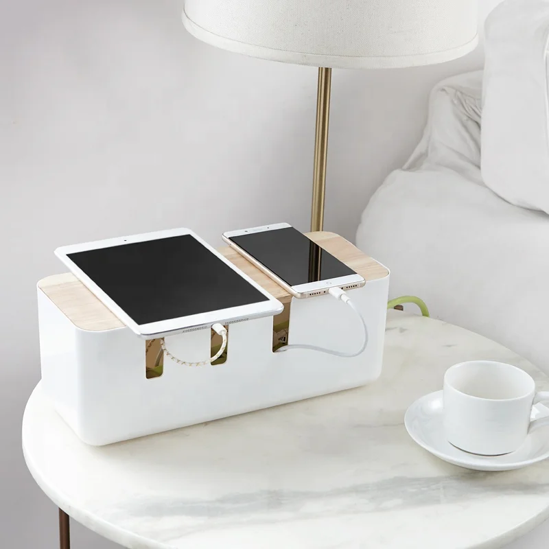 Cable Management Box By Baskiss Wood Lid Cord Organizer For Desk Tv Computer Usb Hub System To Cover And Hide Buy Power Strip Cover Cable Organizer Box Large Cord Management Container Cable Organizer Box With