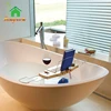 handcrafted bamboo bathtub caddy bath tray with reading rack, bathtub holder