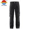 Contrast White Stitches Multi Side Pockets Black Mens Work Pants