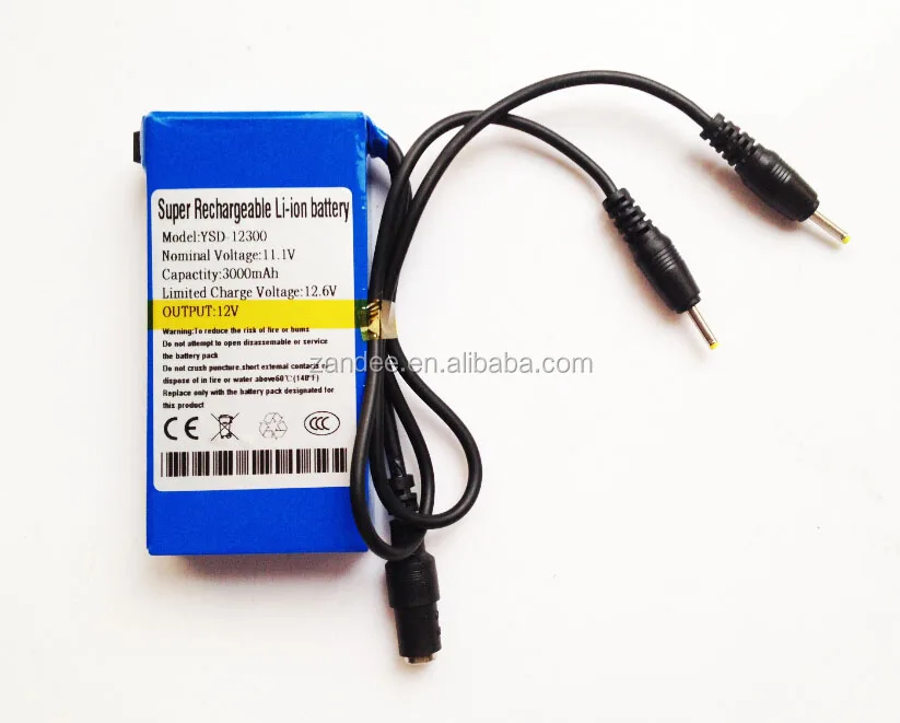 Dc 12v 3000mah Liion Rechargeable Battery With Dual Output 2.5*0.7mm For Lan Router,Settop