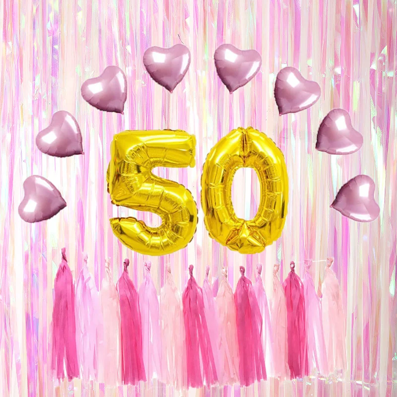 50th Happy Birthday Decoration Gold Foil Birthday Balloons