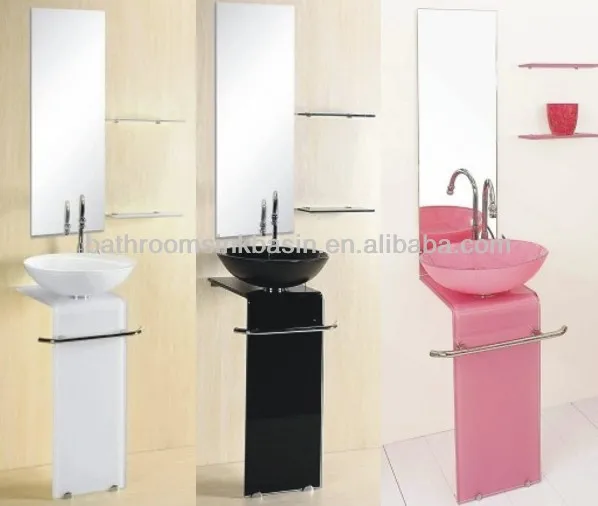 Pedestal lavabo cristal y vidrio cuenca vanidad, brillo mdf blanco ...