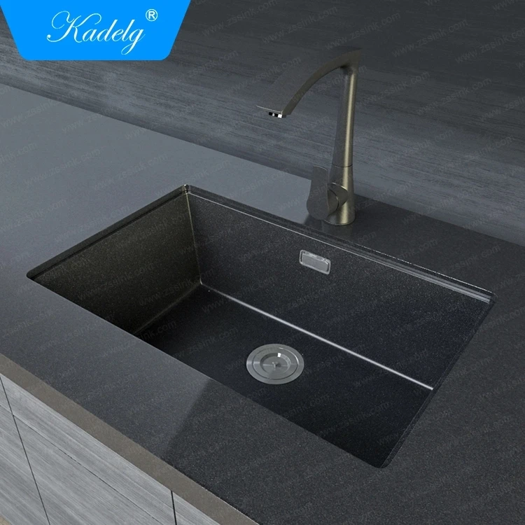 Rectangular Custom Size Black Kitchen Sink