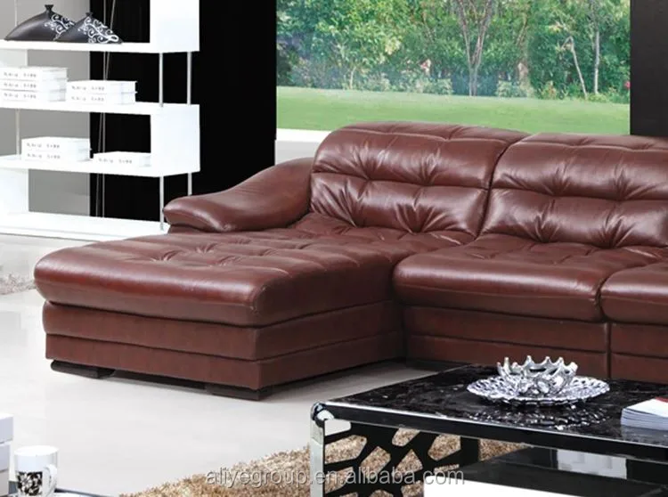 Ye 503 modern grote rood bruin lederen ronde hoekbank beste ... Hoekbank bruin woonkamer