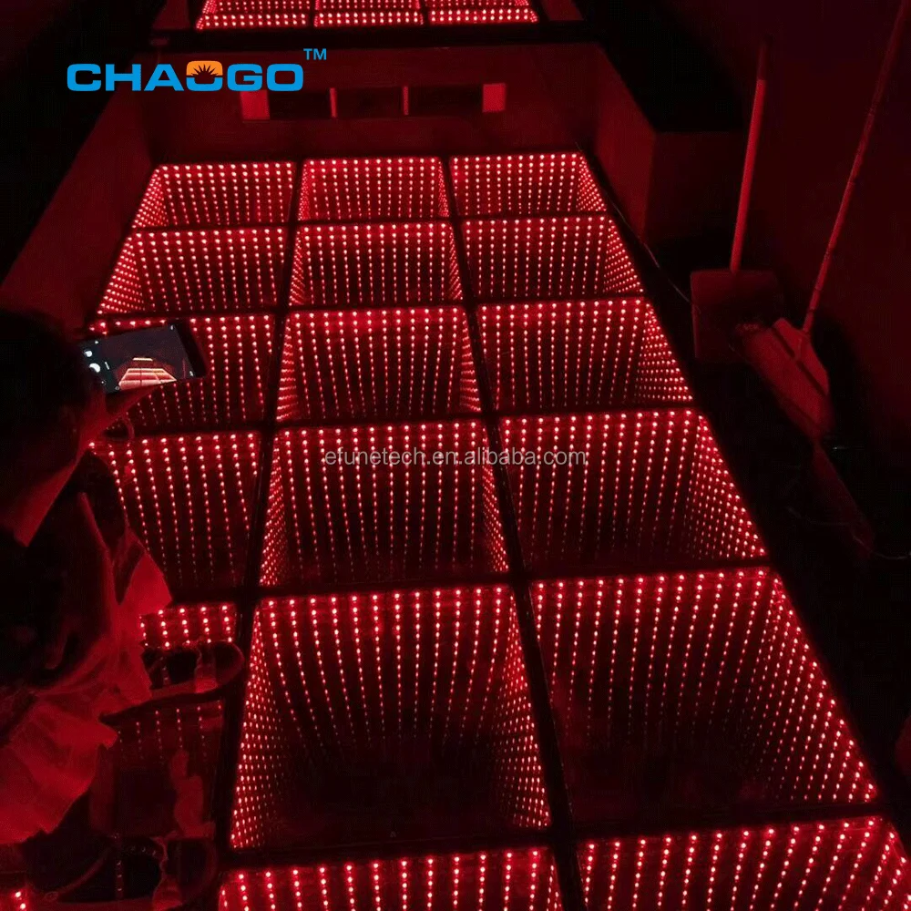 Dmx Illuminated 3d Stage Floor Rgb Color Changing Interactive Tempered Glass Mirrored