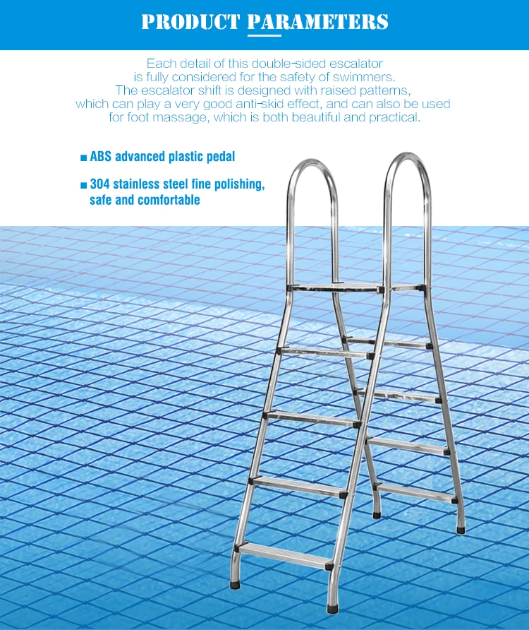 Two Sides Stainless Steel Pool Step Ladder For Aboveground Swimming