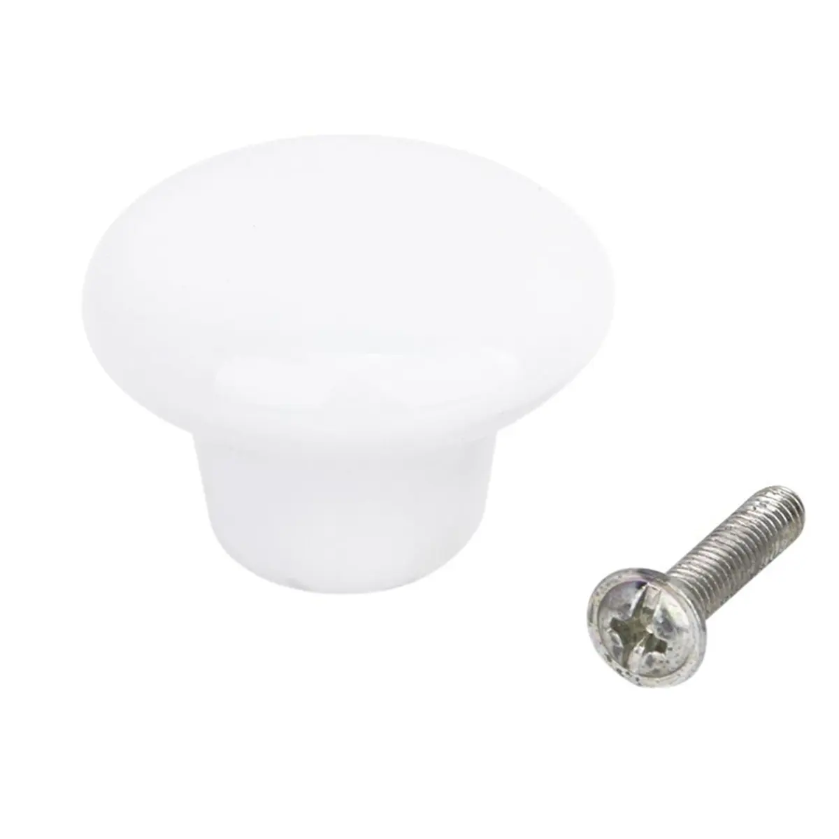 Tinksky 5pcs Durable Round Ceramic Kitchen Cupboard Cabinet Drawer Door Knobs Pull Handles - Size S (White)