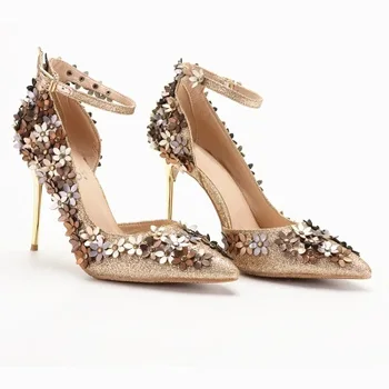silver sequin heels