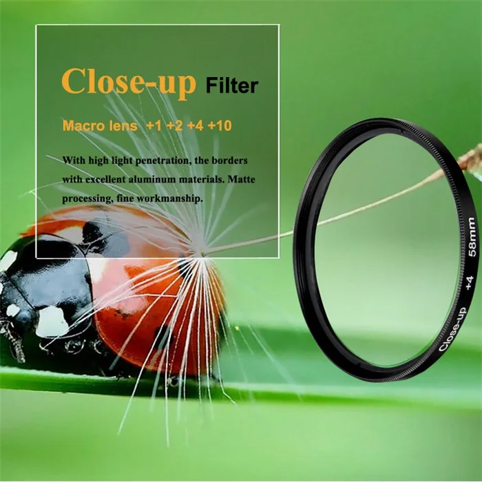 58mm Macro Close Up Filter Lens Kit +1 +2 +4 +10 For700d