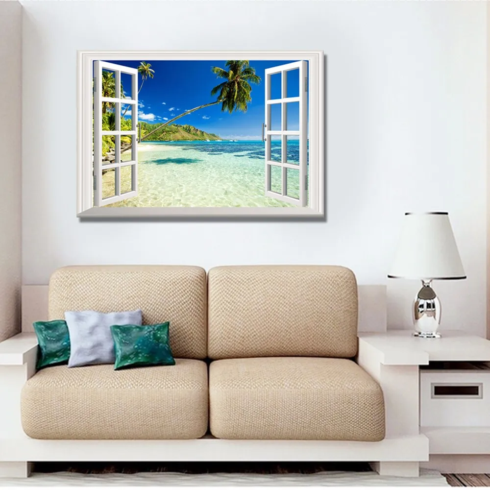 UIRINGART - Impression Sur Toile Déco Tropical Coucher De Soleil 35x55 Cm - Cadre Inclus, Prêt à Accrocher