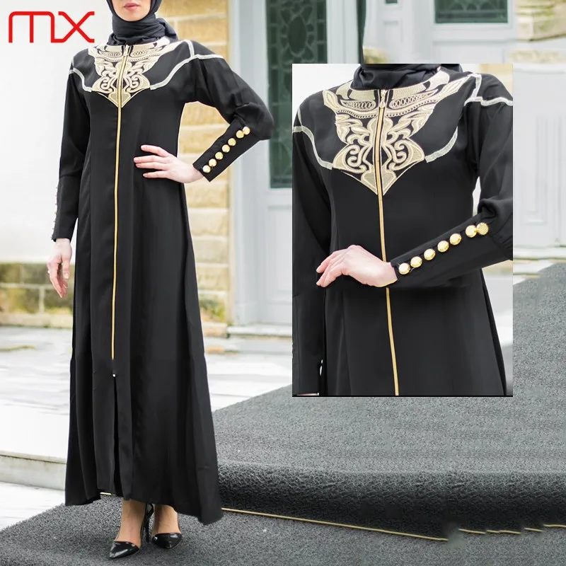 Graceful Silver Embroidery Abaya Dubai Fashionable Evening Dress Latest ...