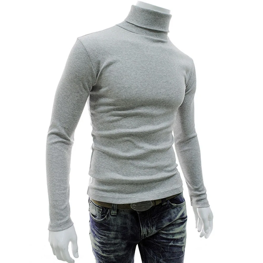 New men's turtleneck shirts for men stretch sweater crew neck jumper US S M L XL 