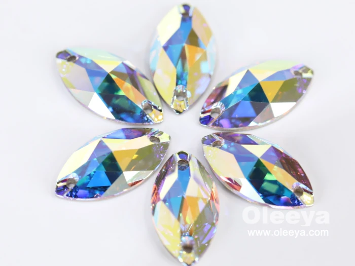 Factory 5A Quality High Shinny Crystal AB Teardrop Glass Sew on Strass for Women Design