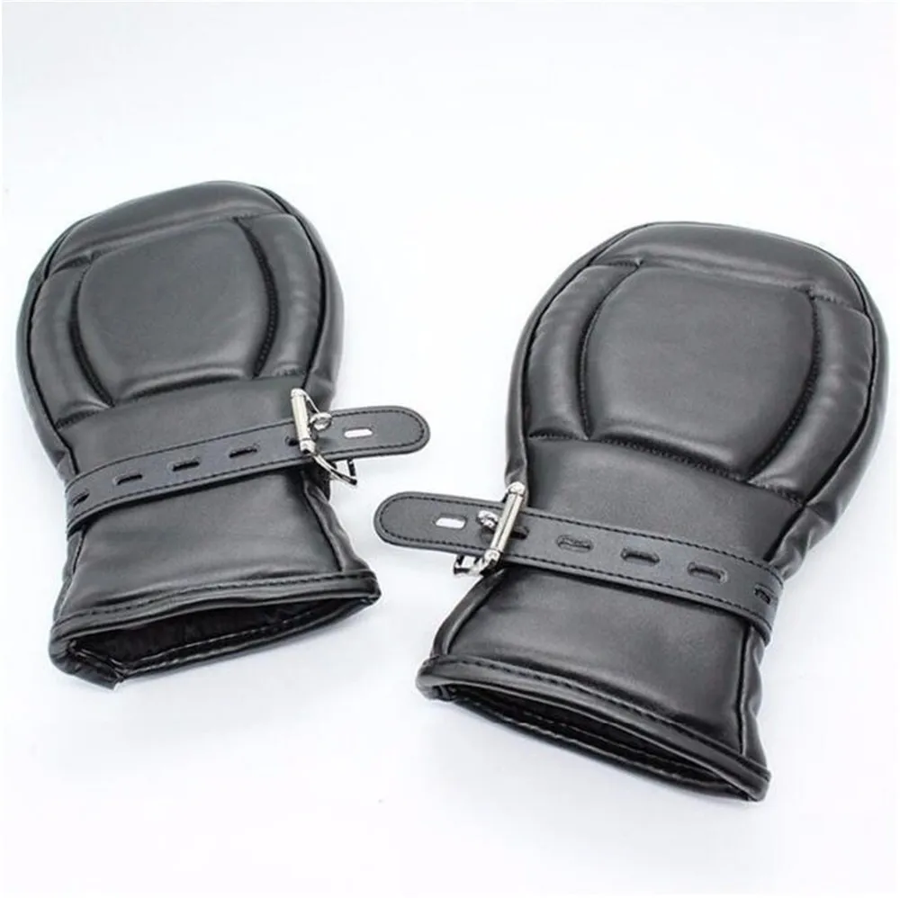 pu皮革上锁软垫手套小手套手束缚束缚成人游戏趣味玩具成人