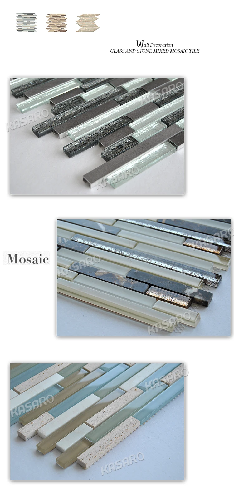 Glass and Stone Mosaic Bamboo Strips, Glass Stone Strip Mosaic, Bamboo Mosaic (KSL-131070)