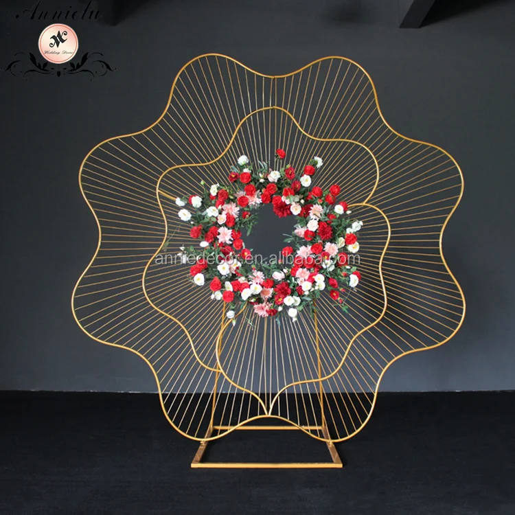 Wedding Party Decoration Backdrop, Newly-design LED Light Rose Shaped Iron Backdrop