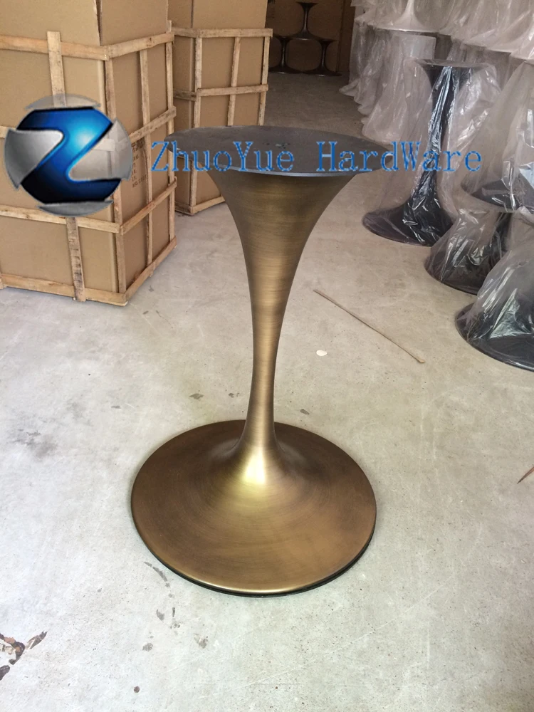 Antique style cast wrought iron table legs brushed bronze Round tulip table base For Eero Saarinen marble tulip dining Table