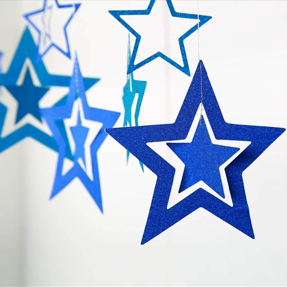 Blue And Silver Star Party Decoration Kit Colorful Decor Combo Metallic ...