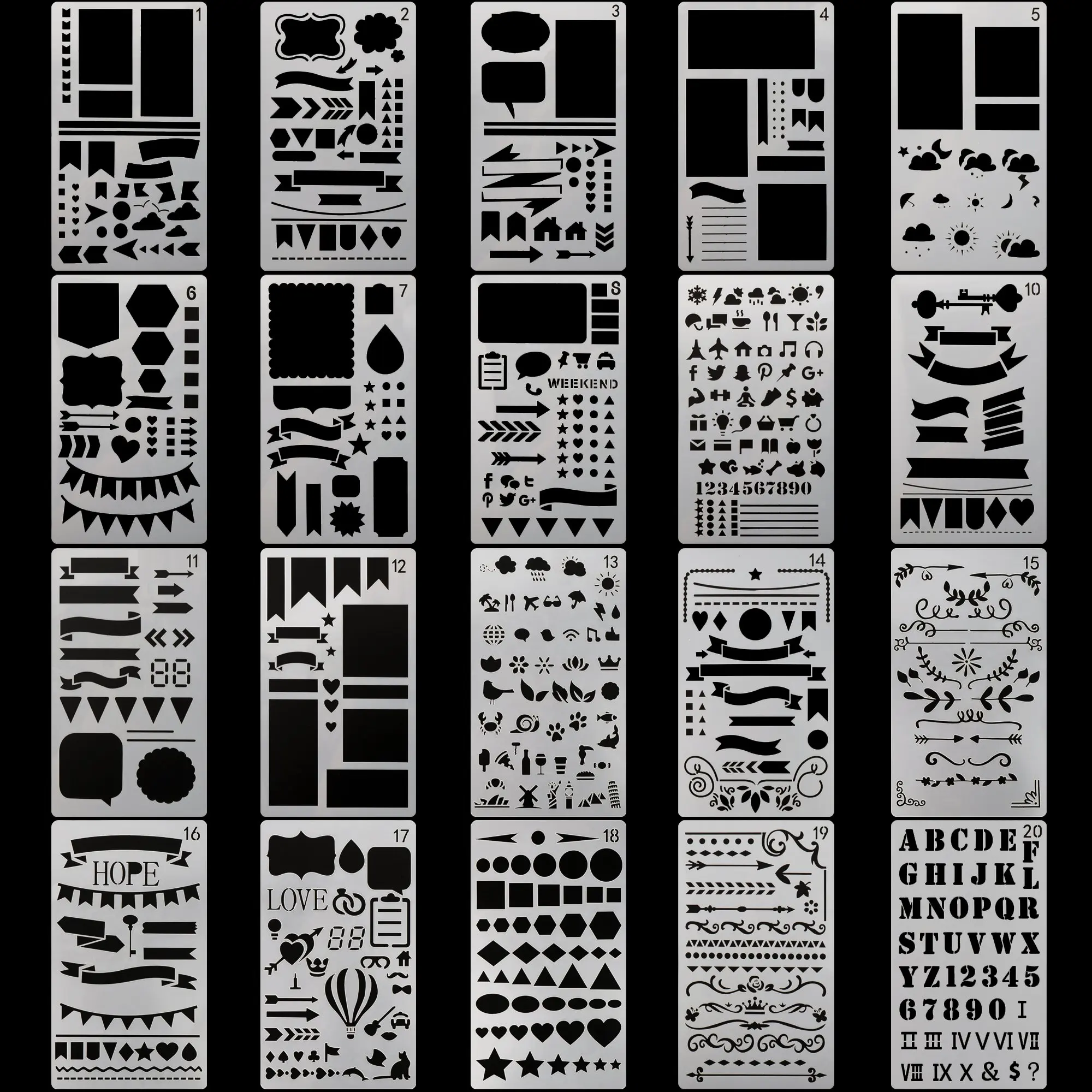 Sizes 8 20 1 X Letter and Number Stencil Sets 30mm 10 Assorted Colors