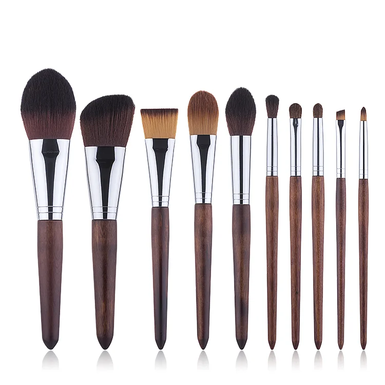 New Products Wholesale Beauty Makeup Brush Wood Handle Equipment Accessories 10 Pcs Make Up Brush Set