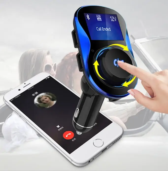 handsfree bluetooth car two buttons flashing blue light