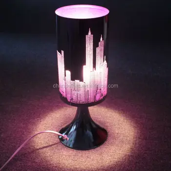 Purple City Light Lamps Stainless Steel Body Touch Remote Sensing Lamp Stained Gl Shade Christmas Product Purple City Light Lamps Stainless Steel Body Touch Remote Sensing Lamp Stained Gl Shade Christmas Product