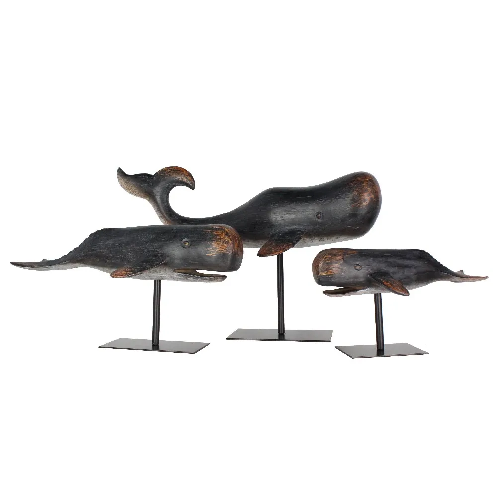 Hand-made Resin Wood-look Sperm Whale Bookend Sculpture For Nautical Decor Gift factory