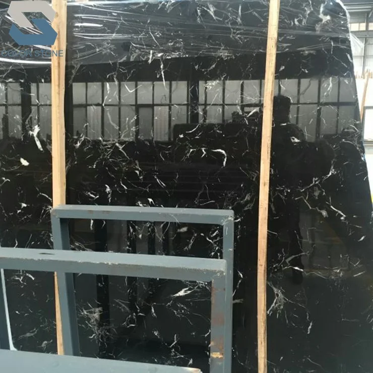 Cheap chinese marmol granitos price black ice marble with white veins