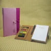 Loose leaf leather diary notebook with elastic closure and pen inside
