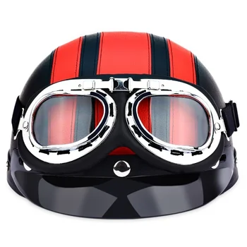 Cascos de cuero de la motocicleta moto Scooter media cara Cascos de cuero de la motocicleta moto Scooter media cara