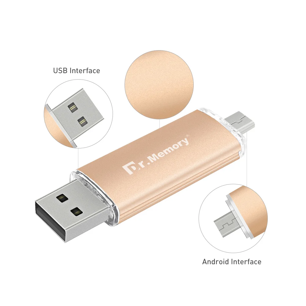 Most Popular OTG USB Flash Drive Enclosures 16gb 32gb USB 2.0 3.0 Good Look Colour Gold - ANKUX.COM