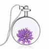 Transparent Minimalist Lavender Inlay Dried Flower Crystal Glass Necklace