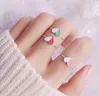 S925 silver, ice cream, love ring, small fresh heart shaped stitching, crash color tail.