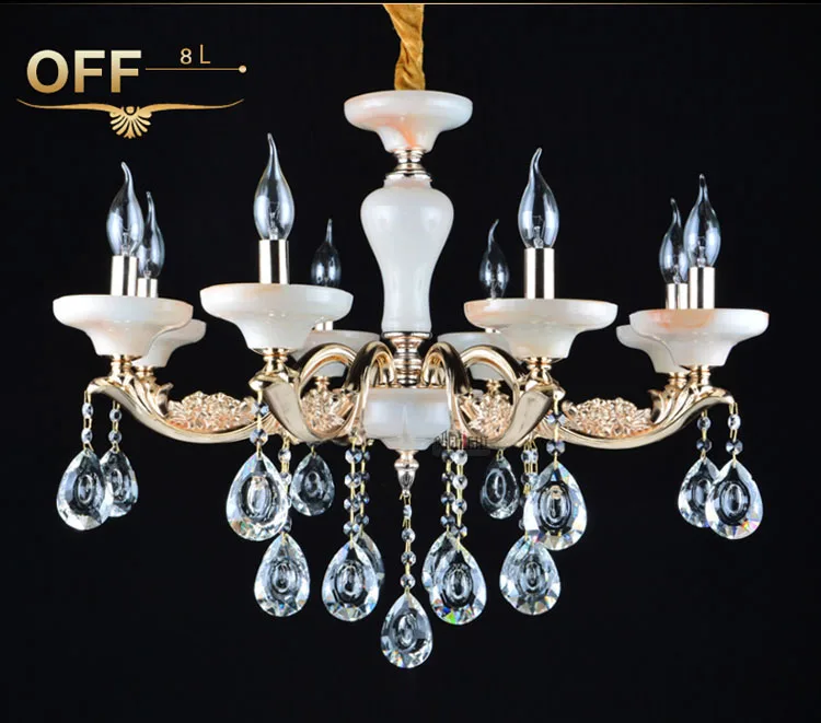 Europe type High-end luxury zinc alloy jade crystal chandelier cristal chandelier for family hotel villa